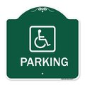 Signmission Designer Series Parking Handicapped, Green & White Aluminum Sign, 18" x 18", GW-1818-23477 A-DES-GW-1818-23477